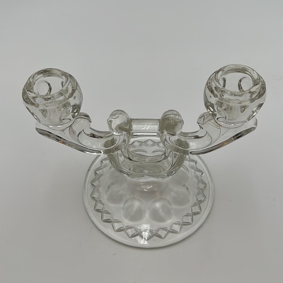 Vintage Double Clear Glass Double Candle Holder - Picture 11 of 16